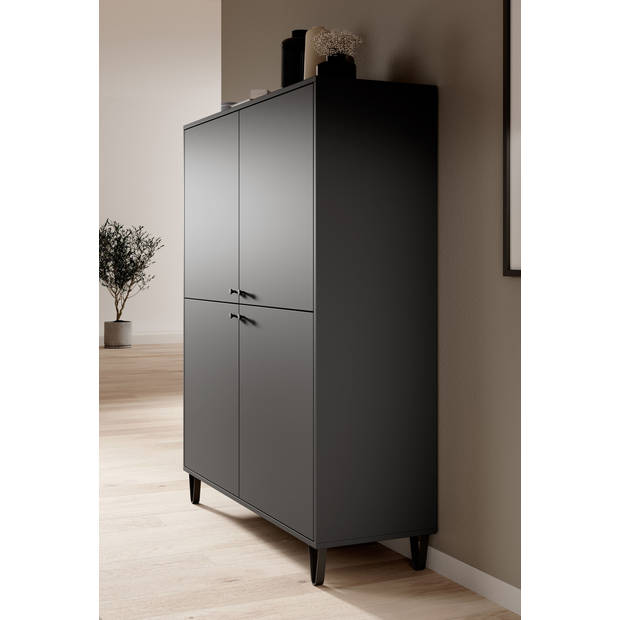 Meubella Dressoir Apula - Antraciet - 124 cm - Dicht