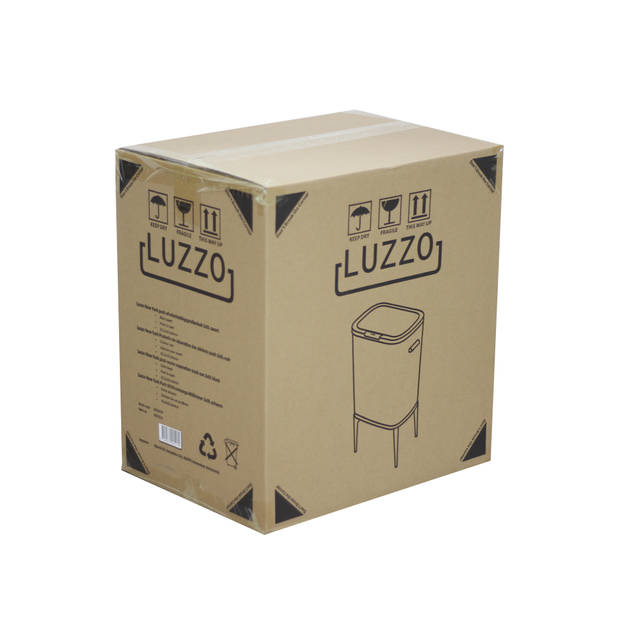 Luzzo® New York Push Afvalscheidingsprullenbak 18 ltr 2 bakken - Zwart