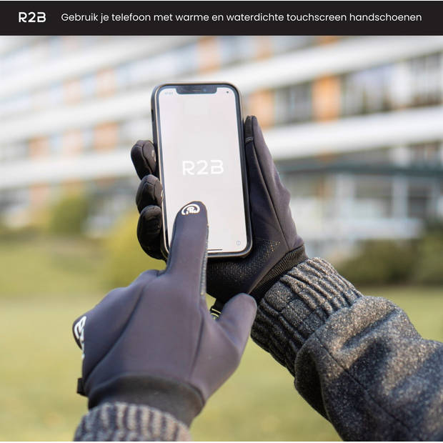 R2B Touchscreen Handschoenen Winter - Maat XXL - (Spat) Waterdichte Handschoenen Heren/Dames - Scooter/Fiets Model Gent