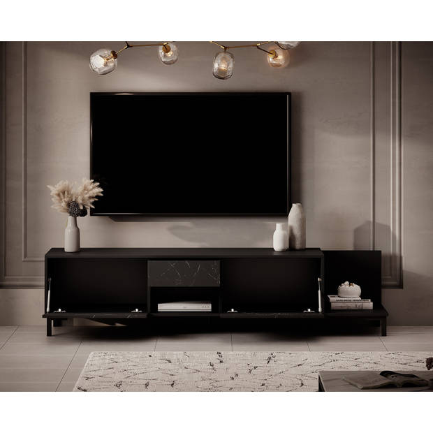 Meubella TV-Meubel Masimo - Zwart marmer - 195 cm