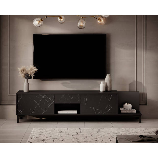 Meubella TV-Meubel Masimo - Zwart marmer - 195 cm