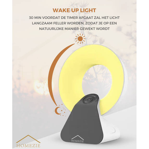 Homezie Daglichtlamp - Wake up light - White noise machine - 10.000 Lux - Lichttherapie Lamp - Timers