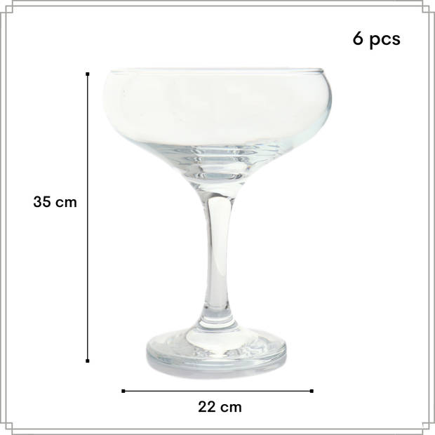 OTIX Champagnecoupe Glazen - 6 Stuks - Coupe Glazen - Champagneglazen - Pornstar Martini Glazen - Cocktailglazen