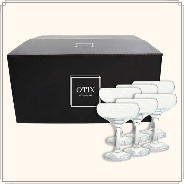 OTIX Champagnecoupe Glazen - 6 Stuks - Glas - Champagneglazen - Pornstar Martini Glazen - Cocktailglazen