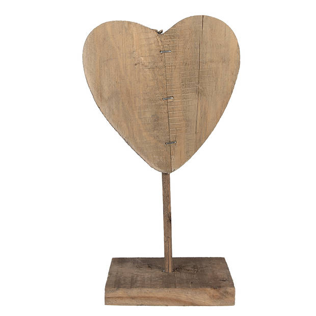 Clayre & Eef Decoratie Beeld Hart 15x8x27 cm Bruin Hout Bruin