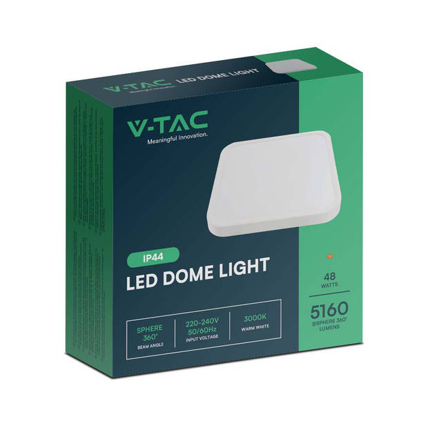 V-TAC VT-8630W-SQ LED vierkante plafonnière - 420mm - IP44 - Wit - 30W - 3000 Lumen - 3000K