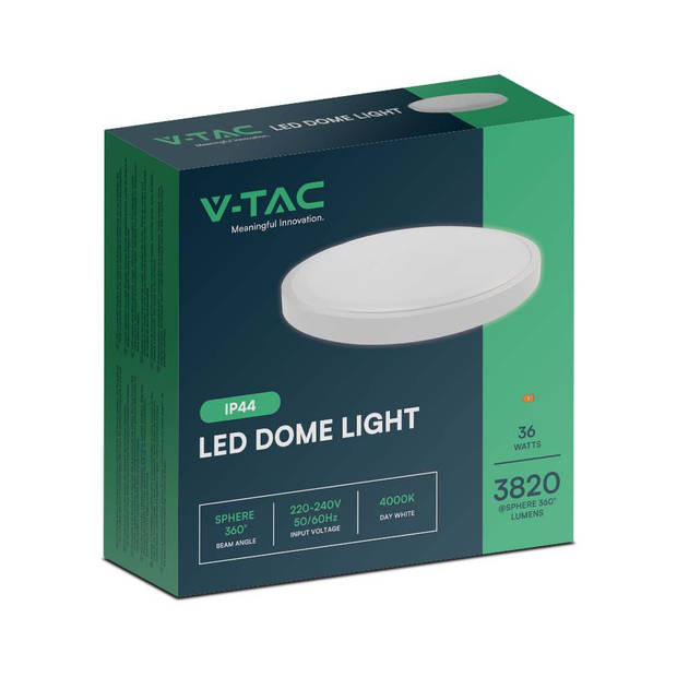 V-TAC VT-8630W-RD LED ronde plafonnière - 420mm - IP44 - Wit - 30W - 3000 Lumen - 4000K