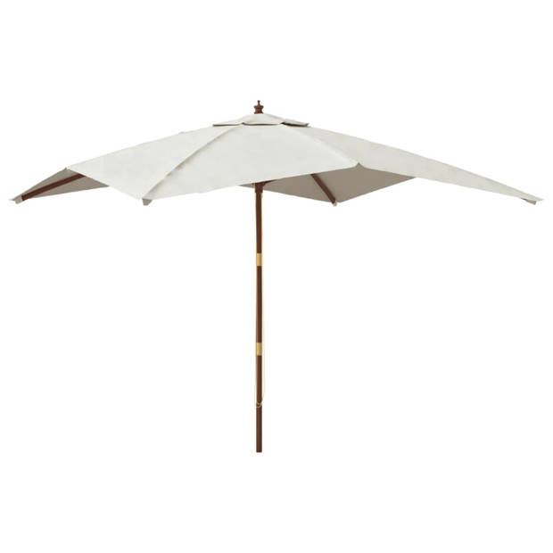 vidaXL Parasol met houten paal 300x300x273 cm zandkleurig