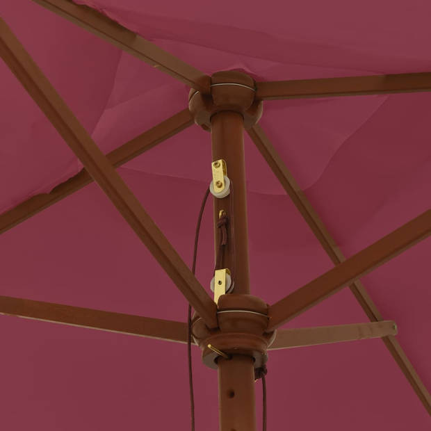 vidaXL Parasol met houten paal 198x198x231 cm bordeauxrood