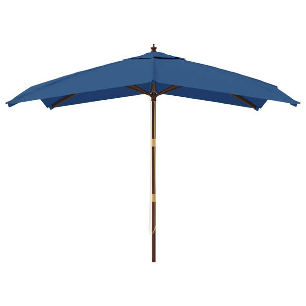 vidaXL Parasol met houten paal 300x300x273 cm azuurblauw