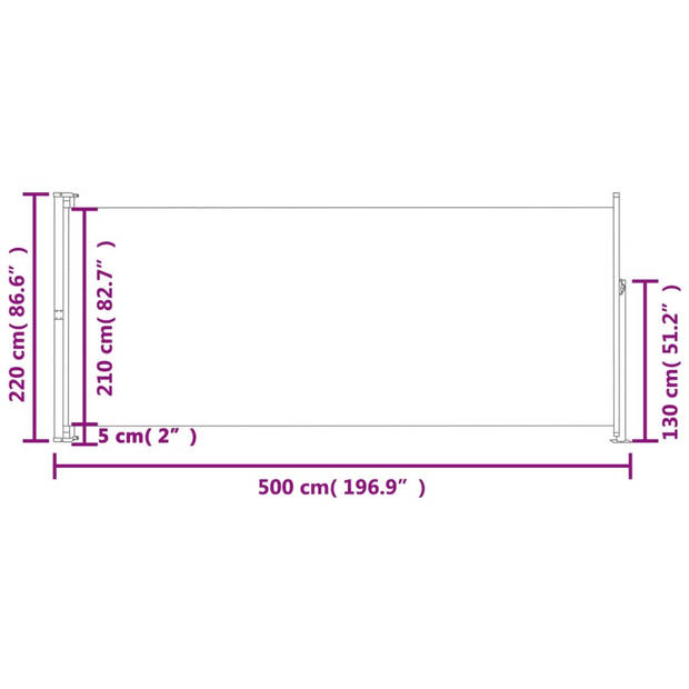 vidaXL Tuinscherm uittrekbaar 220x500 cm zwart