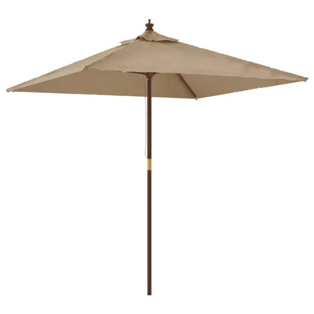 vidaXL Parasol met houten paal 198x198x231 cm taupe