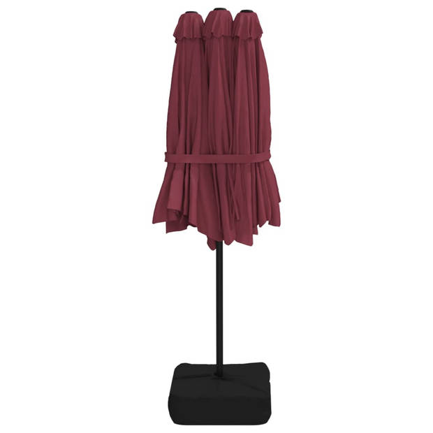 vidaXL Parasol dubbel 449x245 cm bordeauxrood