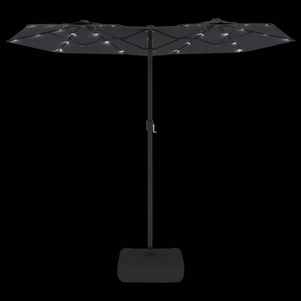 vidaXL Parasol dubbel met LED's 316x240 cm zwart