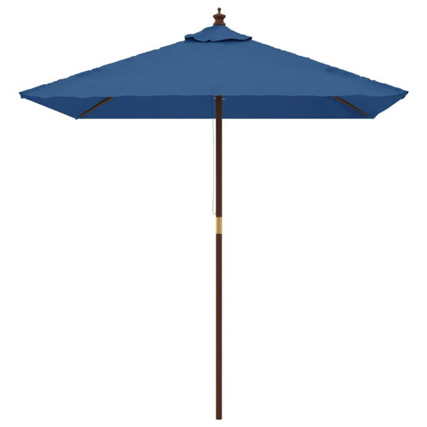 vidaXL Parasol met houten paal 198x198x231 cm azuurblauw