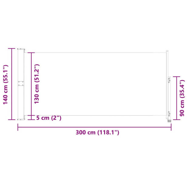 vidaXL Tuinscherm uittrekbaar 140x300 cm crèmekleurig