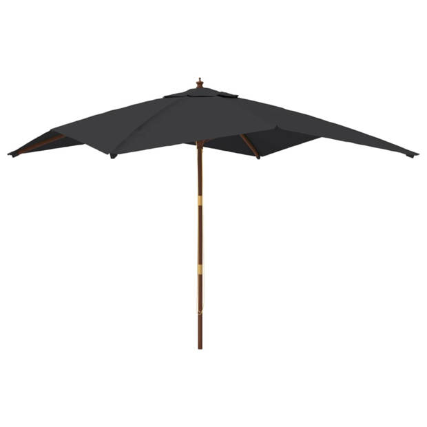 vidaXL Parasol met houten paal 300x300x273 cm zwart