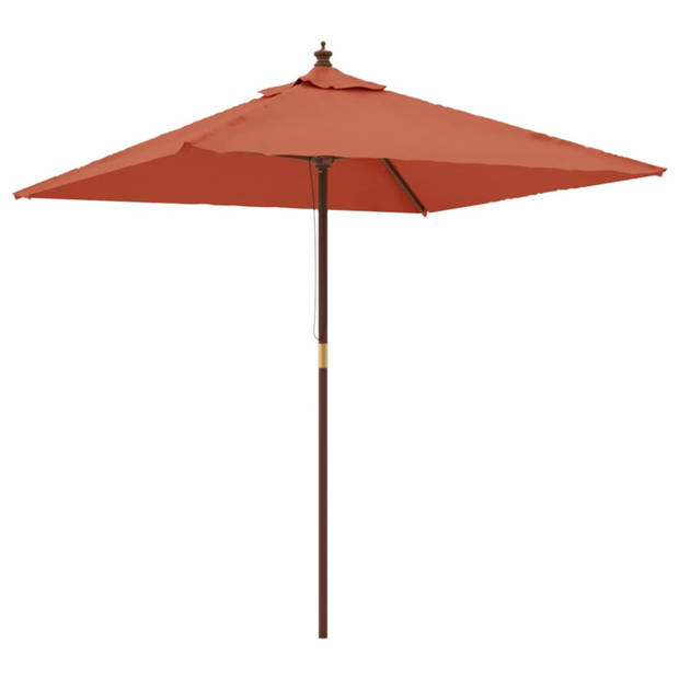 vidaXL Parasol met houten paal 198x198x231 cm terracottakleurig