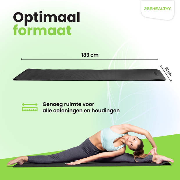 2BEHEALTHY® Yoga Mat Extra dik - 0,8 cm - Sportmat - Yogamat Antislip - Yogamatten - Sportmatten