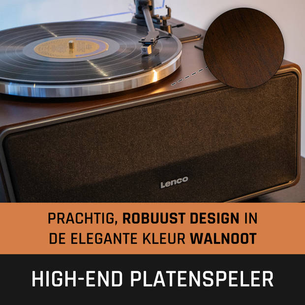 Platenspeler met ingebouwde speakers en Bluetooth® Lenco Walnoot