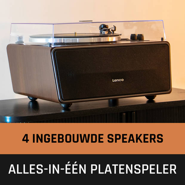 Platenspeler met ingebouwde speakers en Bluetooth® Lenco Walnoot