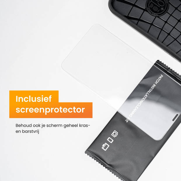 R2B hoesje met pasjeshouder geschikt voor iPhone 15 Pro - Model "Utrecht" - Inclusief screenprotector - Zwart