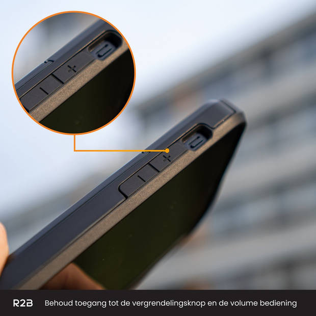 R2B hoesje met pasjeshouder geschikt voor iPhone 15 Pro Max - Model "Utrecht" - Inclusief screenprotector - Zwart