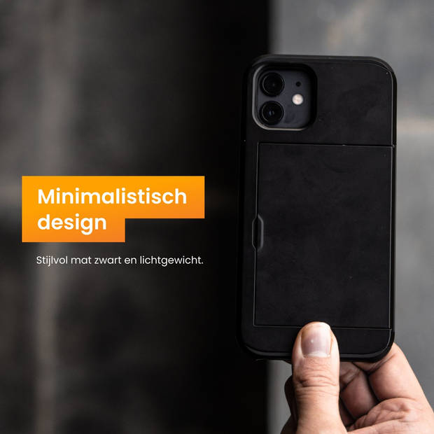 R2B hoesje met pasjeshouder geschikt voor iPhone 15 Pro Max - Model "Utrecht" - Inclusief screenprotector - Zwart