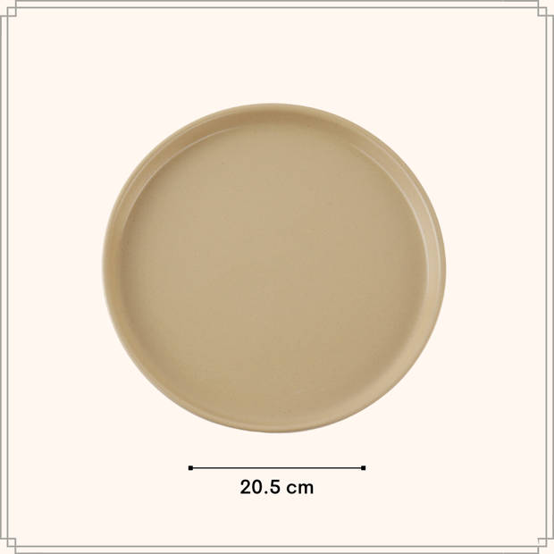 OTIX Ontbijtborden - Dessert - Bordenset van 6 Stuks - 21 cm - Beige - Keramiek - ORCHID