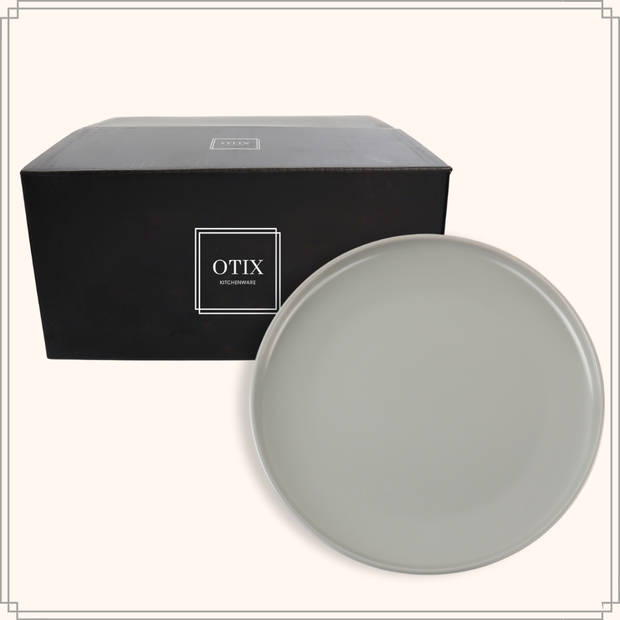 OTIX Diner Bordenset - 6 Persoons - Grijs - 27cm - Keramiek - RUE