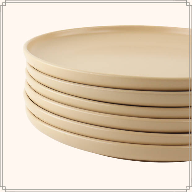 OTIX Diner Bordenset - 6 Persoons - Beige - 27cm - Keramiek - ORCHID