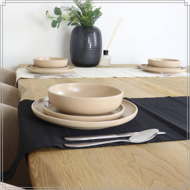 OTIX Diner Bordenset - 6 Persoons - Beige - 27cm - Keramiek - ORCHID