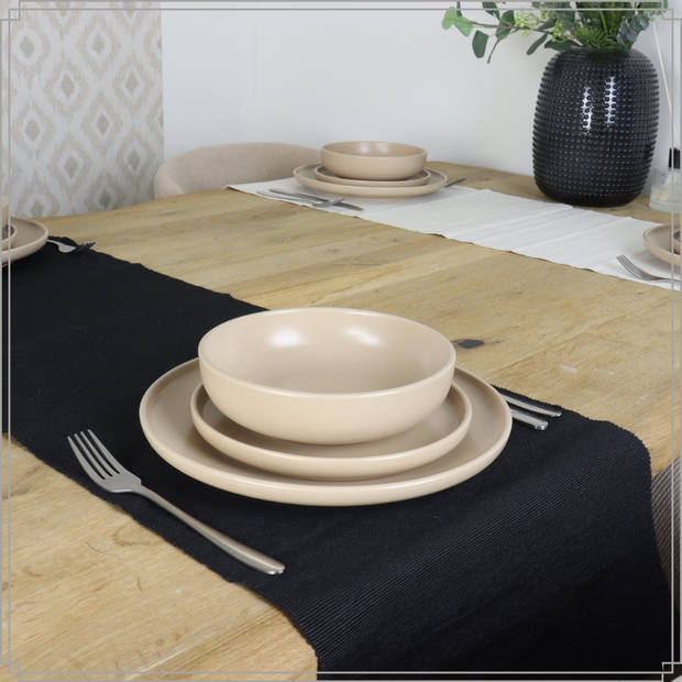 OTIX Diner Bordenset - 6 Persoons - Beige - 27cm - Keramiek - ORCHID