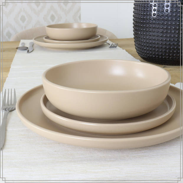 OTIX Diner Bordenset - 6 Persoons - Beige - 27cm - Keramiek - ORCHID