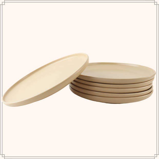 OTIX Diner Bordenset - 6 Persoons - Beige - 27cm - Keramiek - ORCHID