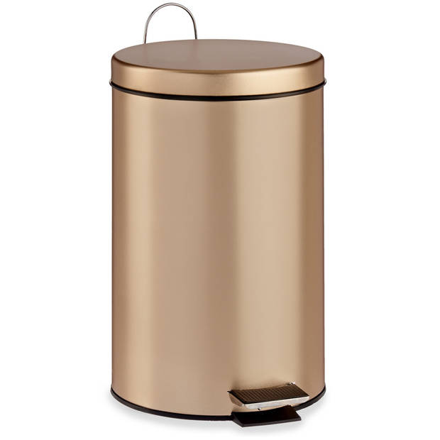 Berilo Pedaalemmer/vuilnisbak - goud kleurig - metaal - 12 liter inhoud - Pedaalemmers