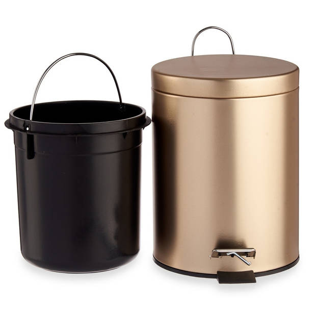 Berilo Pedaalemmer/vuilnisbak - goud kleurig - metaal - 12 liter inhoud - Pedaalemmers