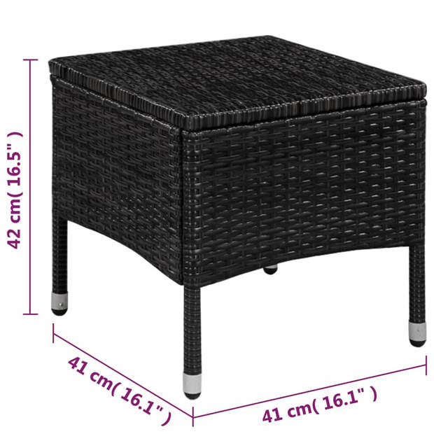 vidaXL 3-delige Bistroset poly rattan zwart