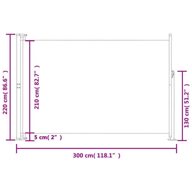 vidaXL Tuinscherm uittrekbaar 220x300 cm grijs