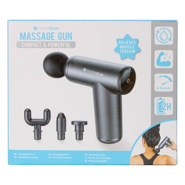 SilverGear massage gun - verlicht spierpijn en stimuleert bloedsomloop - incl. 4 opzetstukken