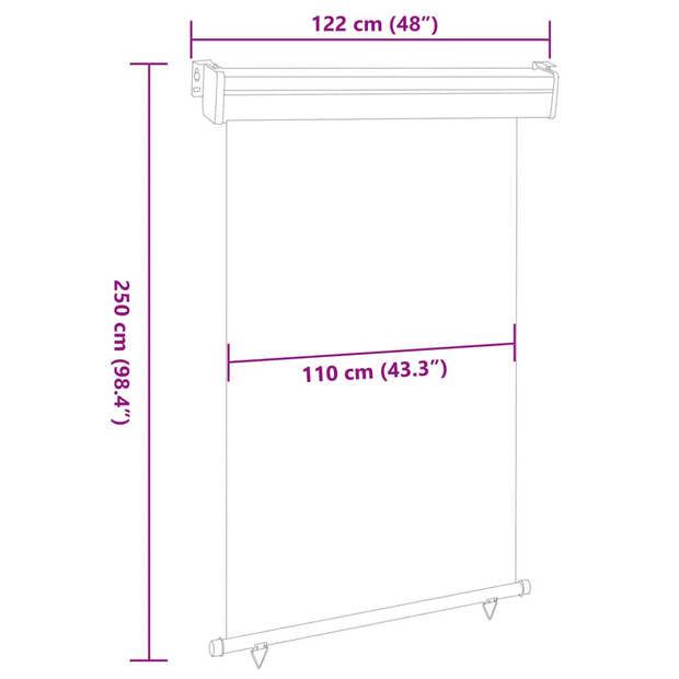 vidaXL Balkonscherm 122x250 cm grijs