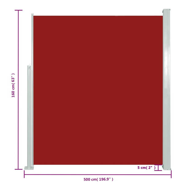 vidaXL Tuinscherm uittrekbaar 160x500 cm rood