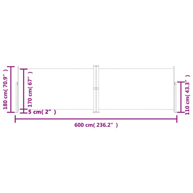 vidaXL Windscherm uittrekbaar 180x600 cm antracietkleurig