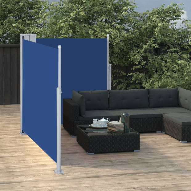 vidaXL Windscherm uittrekbaar 117x600 cm blauw