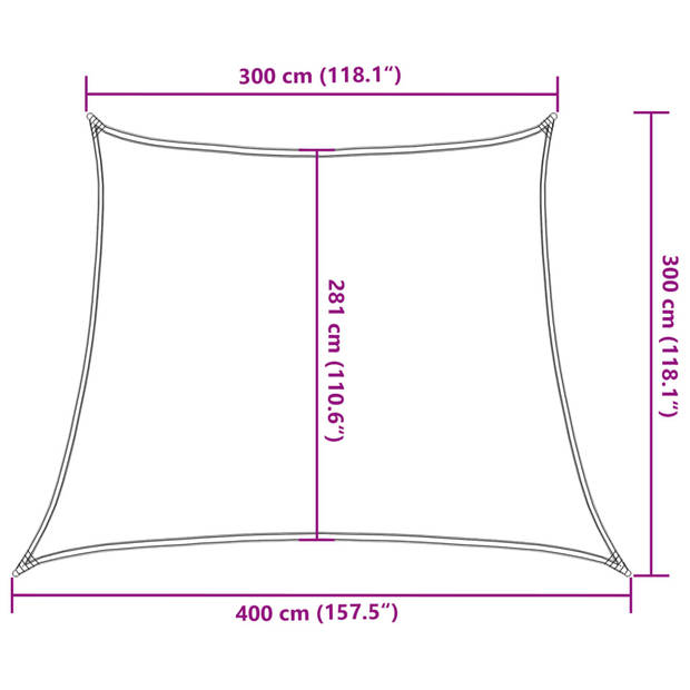 vidaXL Zonnezeil 160 g/m² 3/4x3 m HDPE geel