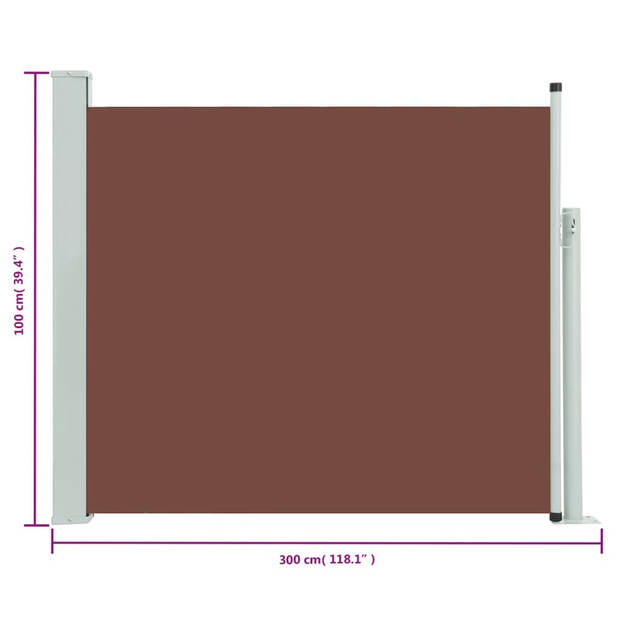 vidaXL Tuinscherm uittrekbaar 100x300 cm bruin