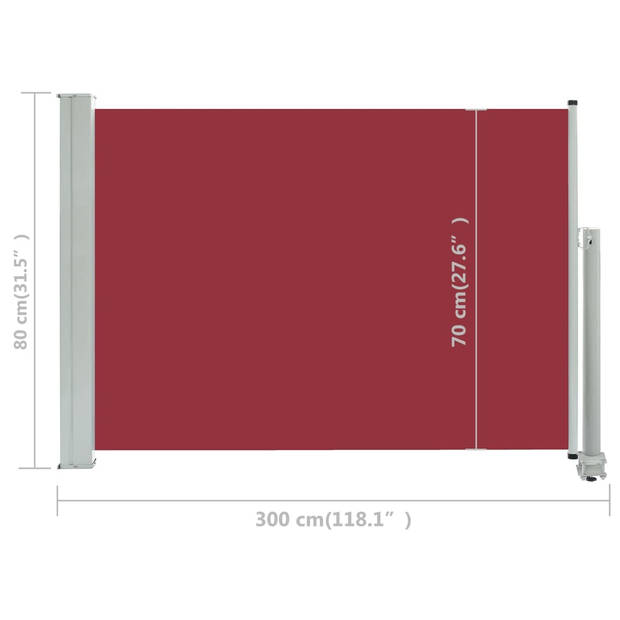 vidaXL Tuinscherm uittrekbaar 80x300 cm rood