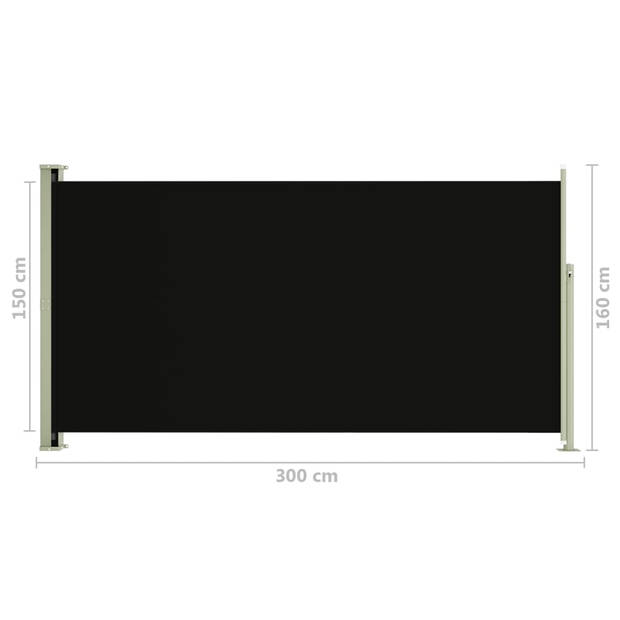 vidaXL Tuinscherm uittrekbaar 160x300 cm zwart