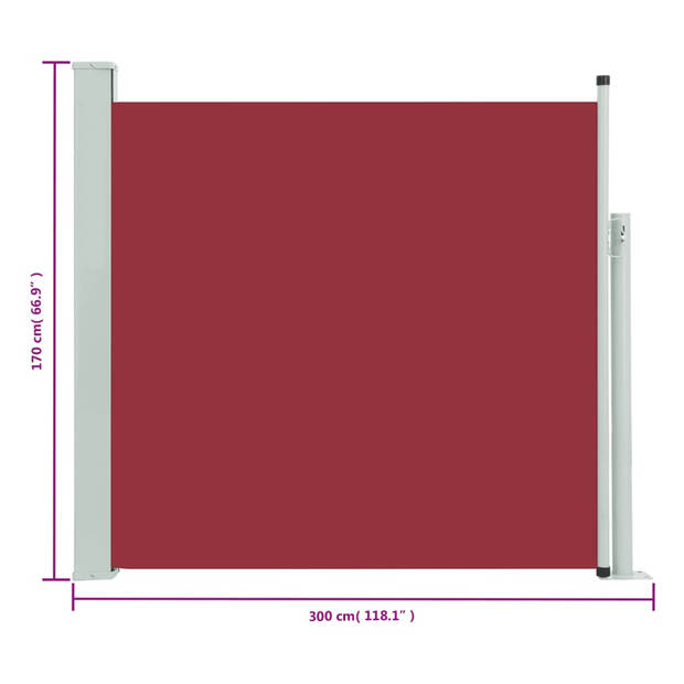 vidaXL Tuinscherm uittrekbaar 170x300 cm rood