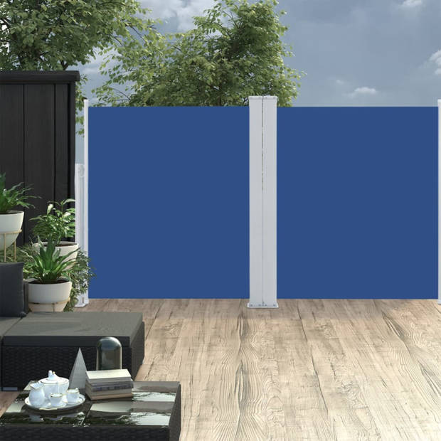 vidaXL Windscherm uittrekbaar 140x600 cm blauw